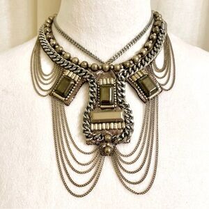 RARE! FIONA PAXTON Vintage Statement Necklace in gunmetal/silver